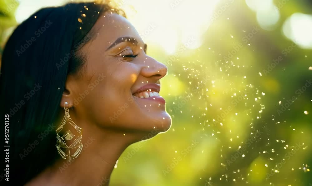 Venezuelan Woman Enjoying Enchanting Forest Scents in Close-Up