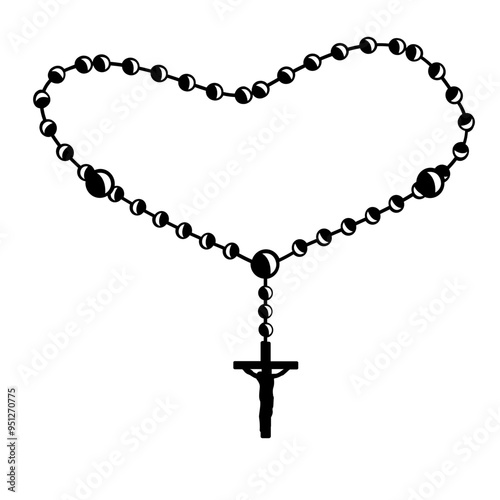 Holy Rosary | Rosary Bead | Religions | Christian Faith | Holy Prayer | Prayer Beads | Catholic Symbol | Rosary | Original Illustration | Vector and Clipart | Cutfile and Stencil