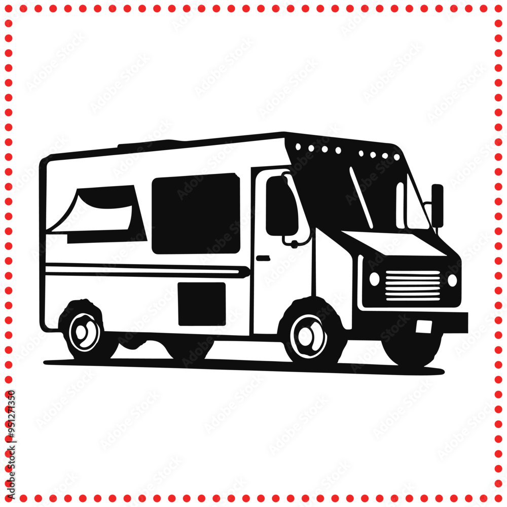 Stylized Food Truck Silhouette Perfect for Street Food Themed Designs Stylized Food Truck Silhouette Perfect for Street Food Themed Designs
