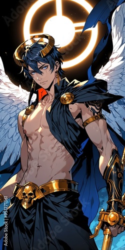 anime greek god thanatos anime style high-quality for wallpaper background photo