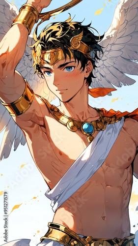 anime greek god hermes anime style high-quality for wallpaper background photo