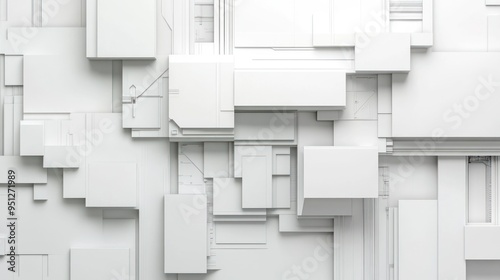 Abstract Technology Background. Minimal Architecture Design. White Industrial Wallpaper