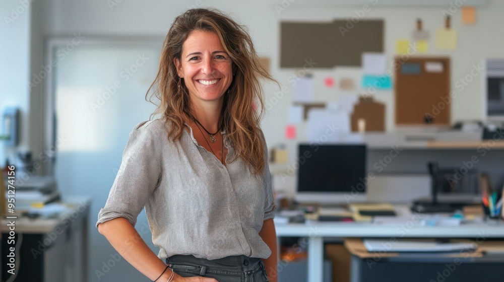 Happy female designer standing in office Happy female designer standing in office