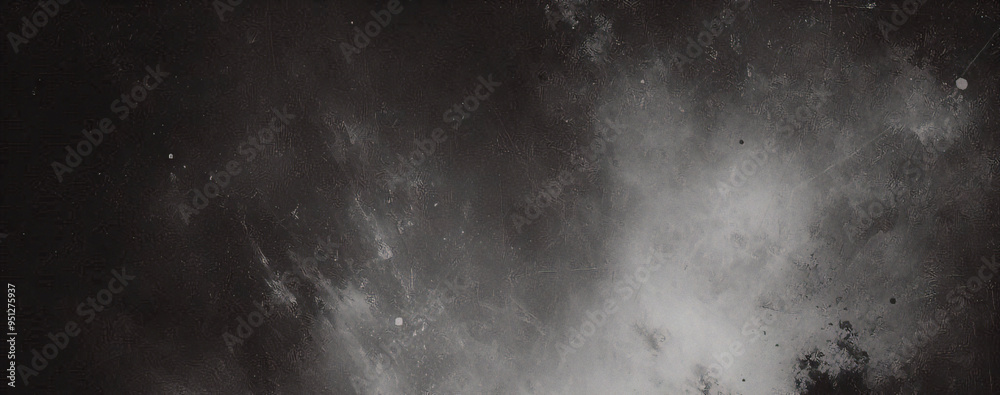 Suelo de hormigón con humo o niebla en una habitación oscura con foco. calle asfaltada, fondo negro	