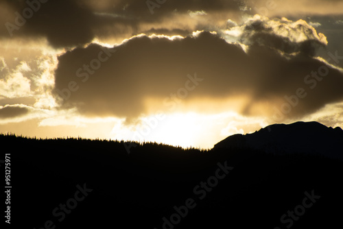 Sun setting Behind the Colorado Rocky Mountains