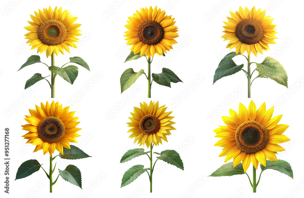 Sunflower varieties isolated on transparent background Sunflower varieties isolated on transparent background
