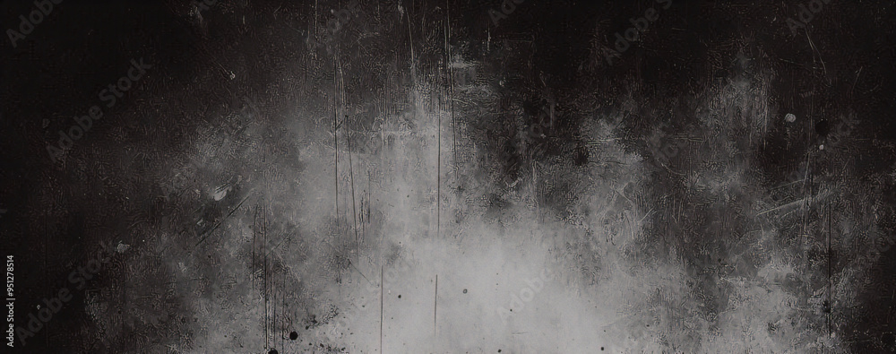 Suelo de hormigón con humo o niebla en una habitación oscura con foco. calle asfaltada, fondo negro Suelo de hormigón con humo o niebla en una habitación oscura con foco. calle asfaltada, fondo negro