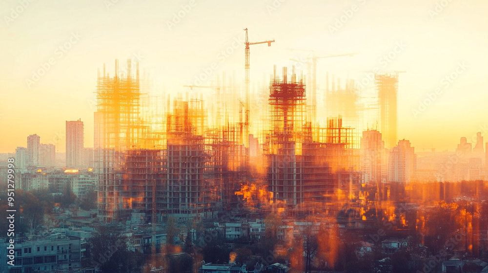 Fototapeta premium city skyline at sunset