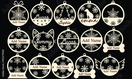 Christmas ornament laser cut bundle