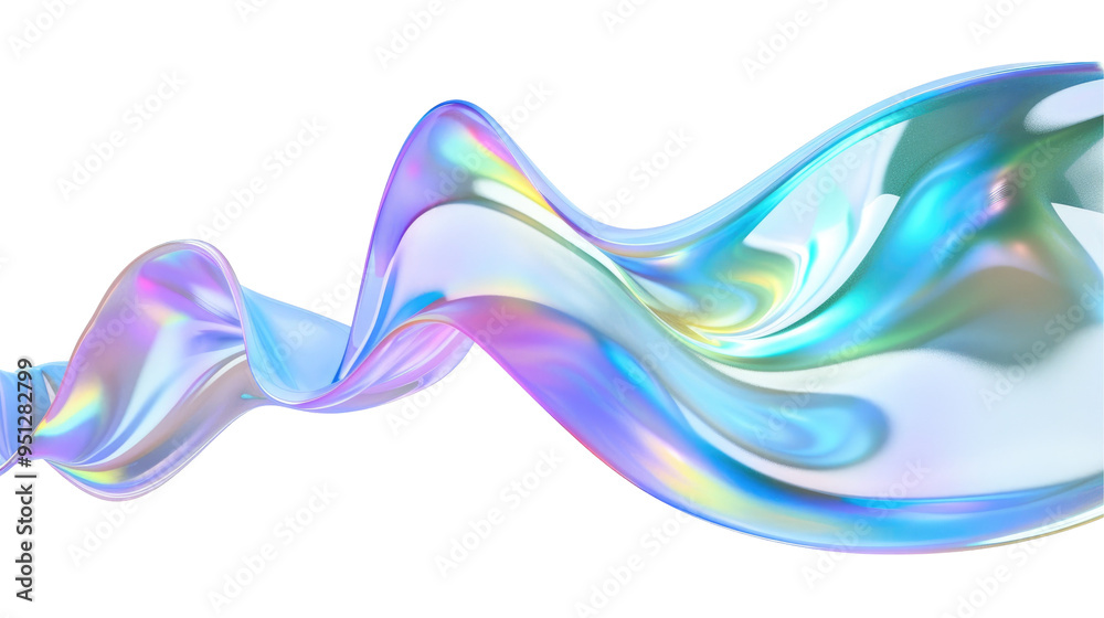 A flowing, iridescent ribbon-like design with soft curves and vibrant colors. A flowing, iridescent ribbon-like design with soft curves and vibrant colors.