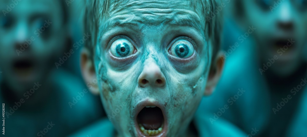 Kid on zombie makeup. Generative AI technology.
Kid on zombie makeup. Generative AI technology.