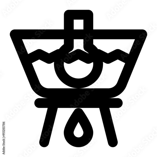 heated bath, chemical, reaction, temperature, laboratory outline icon