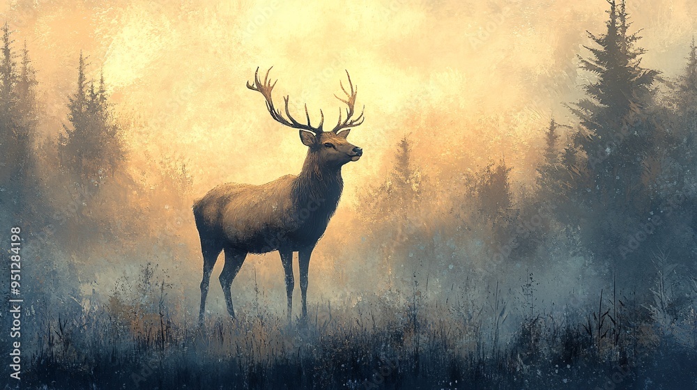 Deer in the forest illustration. Deer in the forest illustration.