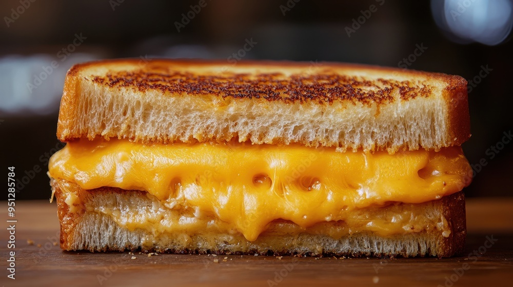 Delectable Grilled Cheese Sandwich on Wooden Surface Delectable Grilled Cheese Sandwich on Wooden Surface