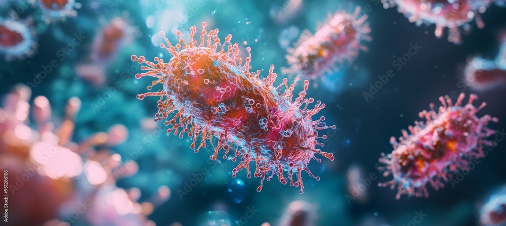 Bacteria cell. Microbiology science. Generative AI technology.
Bacteria cell. Microbiology science. Generative AI technology.
