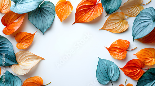 Colorful Tropical Leaves Border Frame Mockup