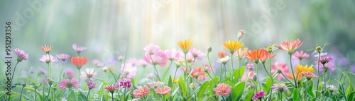 Colorful perennial flowers in a shaded woodland garden, vibrant shade garden, natural beauty photo