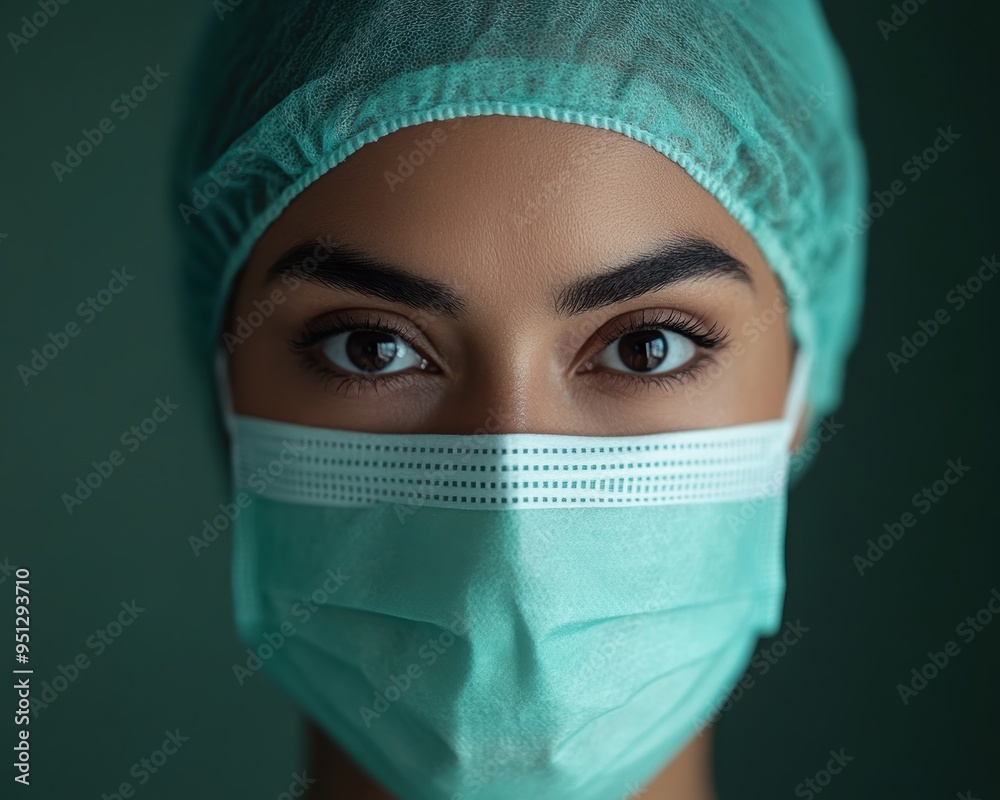 The close-up image of a healthcare worker in a surgical mask and cap underscores their focus, determination, and dedication to medical safety. The close-up image of a healthcare worker in a surgical mask and cap underscores their focus, determination, and dedication to medical safety.