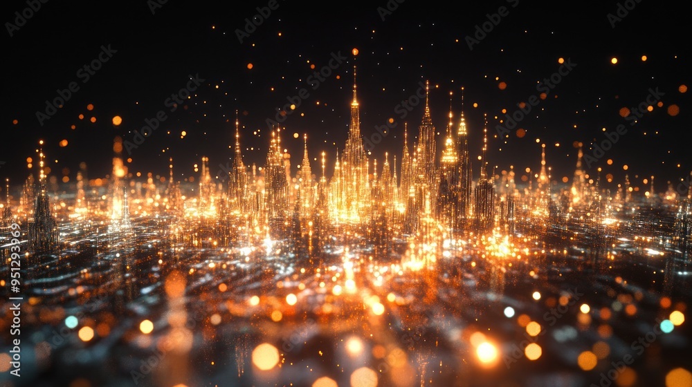 Fototapeta premium Futuristic Cityscape with Glowing Lights