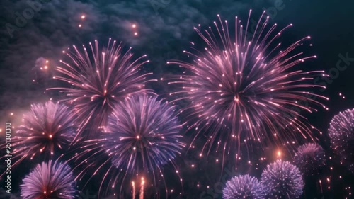 fireworks in the night sky. Vibrant Firework Video Animation in High Resolution. generative AI