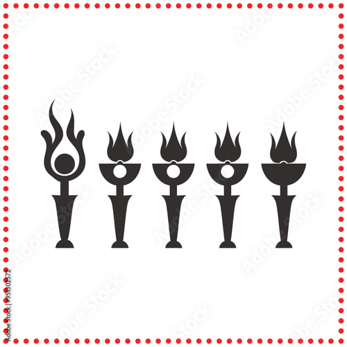 Iconic torch design with dynamic flames, symbolizing strength, victory, and the spirit of achievement.