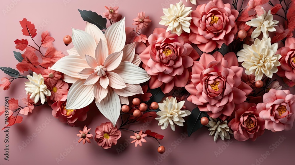 A bouquet of flowers in various shades and styles, A bouquet of flowers in various shades and styles,