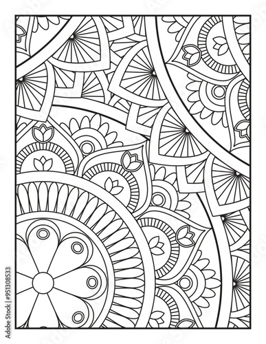 Ornamental mandala adult coloring book page. coloring full page mandala design. adult coloring page Vector coloring. Geometric floral pattern. Contour drawing on a white background. 