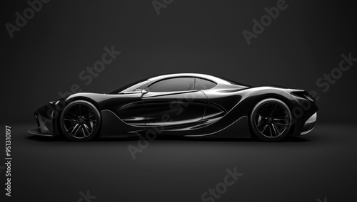 Sleek Black Sports Car with Glossy Finish