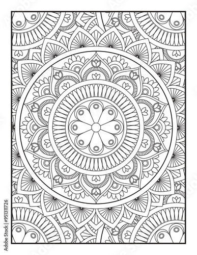Ornamental mandala adult coloring book page. coloring full page mandala design. adult coloring page Vector coloring. Geometric floral pattern. Contour drawing on a white background. 