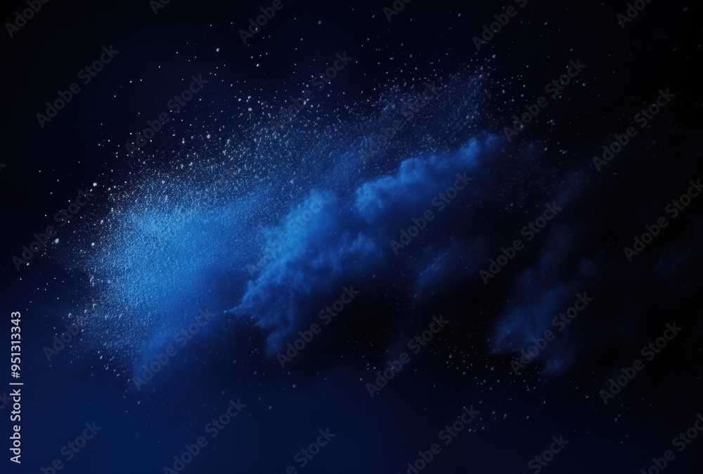 Fototapeta premium Abstract blue cloud with white specks on dark background