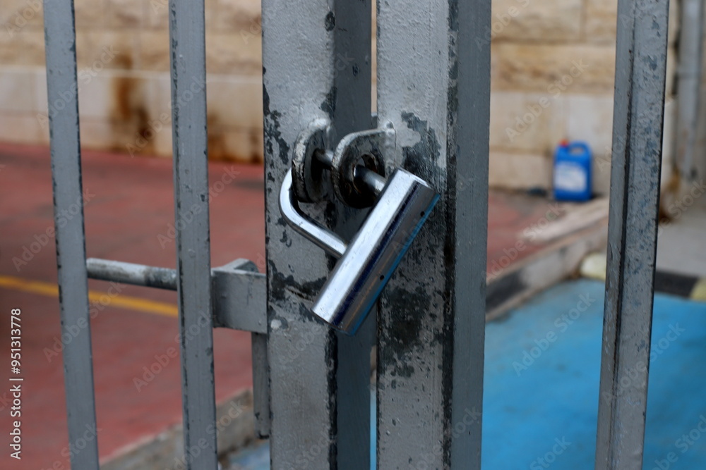 Old iron lock close up. Concept of safety and security. Old iron lock close up. Concept of safety and security.