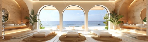 Spa treatment area at upscale seaside resort  resort spa  ultimate relaxation and rejuvenation