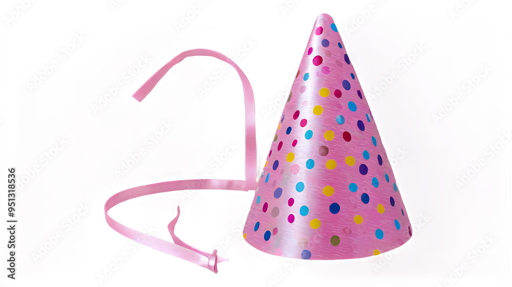 A birthday hat with colorful dots isolated on transparent background A birthday hat with colorful dots isolated on transparent background