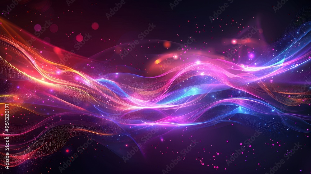 Fototapeta premium Abstract Cosmic Waves with Glowing Lights