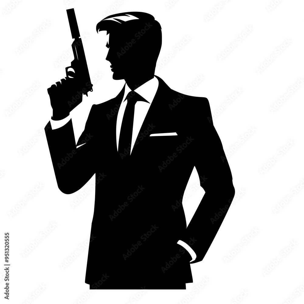 Obraz premium Secret agent vector silhouette