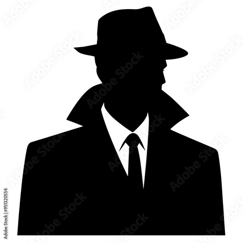 silhouette of a man wear hat and coat 