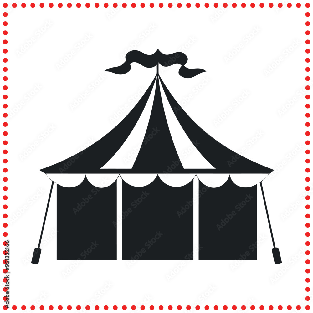 Minimalist circus tent icon, perfect for playful and whimsical design projects. Minimalist circus tent icon, perfect for playful and whimsical design projects.