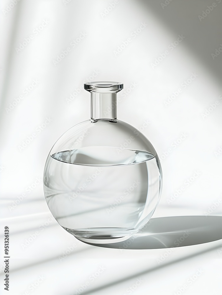 Minimalist Glass and Chrome Product on Stark White Background with Bold Typography Minimalist Glass and Chrome Product on Stark White Background with Bold Typography
