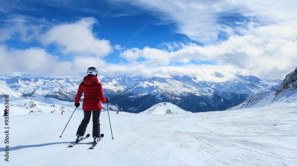 Skiing in the Majestic Swiss Alps with Breathtaking Snowy Peaks Skiing in the Majestic Swiss Alps with Breathtaking Snowy Peaks