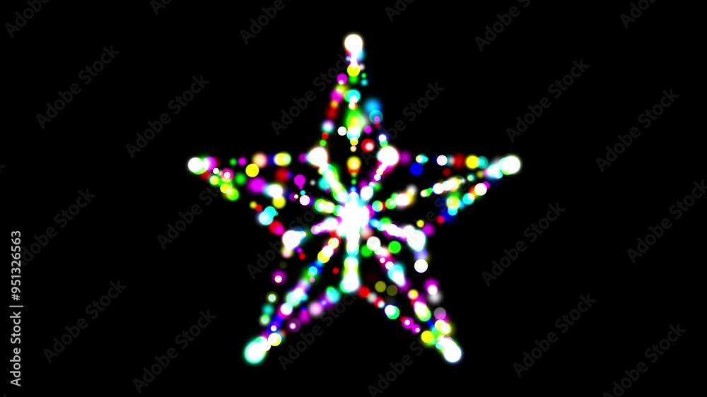 Star shape with colorful bokeh lights on plain black background Star shape with colorful bokeh lights on plain black background
