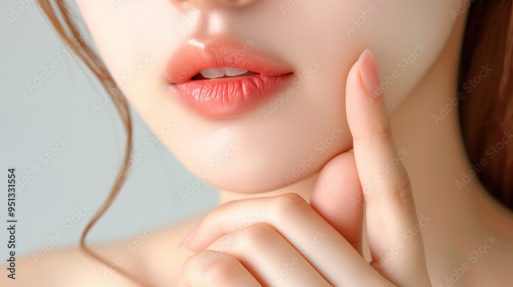 Obraz premium Close up beauty woman face with empty background.