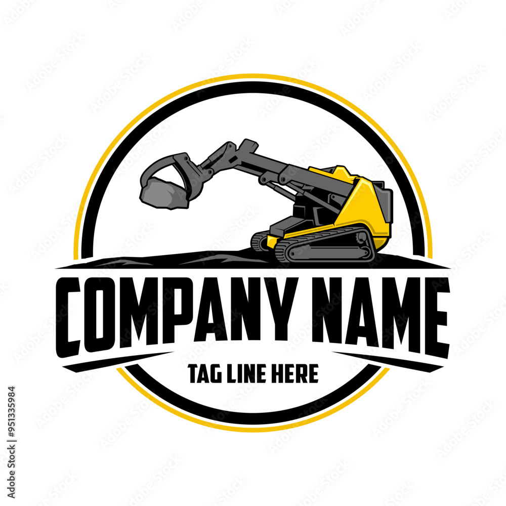 Mini Skid steer loader , logo vector image . Mini Skid steer loader , logo vector image .