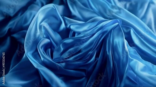 4K video: Dark blue fabric glides elegantly, emphasizing the nuances of the folds and texture.