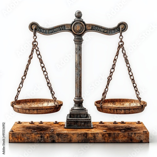 Scales of Time: Antique balance scales, weathered by age, symbolize justice, fairness, and the enduring pursuit of equilibrium. 