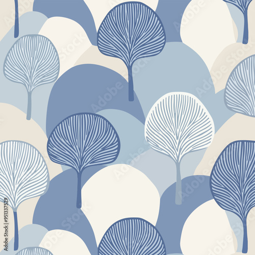 Elegant Blue Tree Pattern