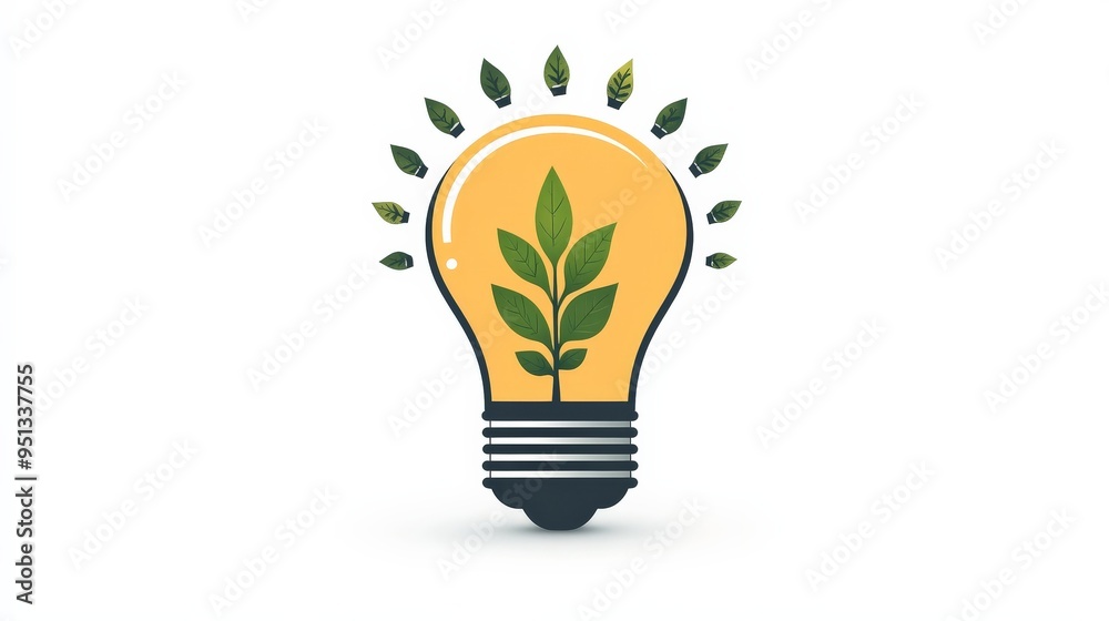 Green Energy Innovation: A lightbulb with a green sprout inside, symbolizing sustainable and eco-friendly energy solutions. It's a vibrant and minimalist perfect for presentations, Green Energy Innovation: A lightbulb with a green sprout inside, symbolizing sustainable and eco-friendly energy solutions. It's a vibrant and minimalist perfect for presentations,