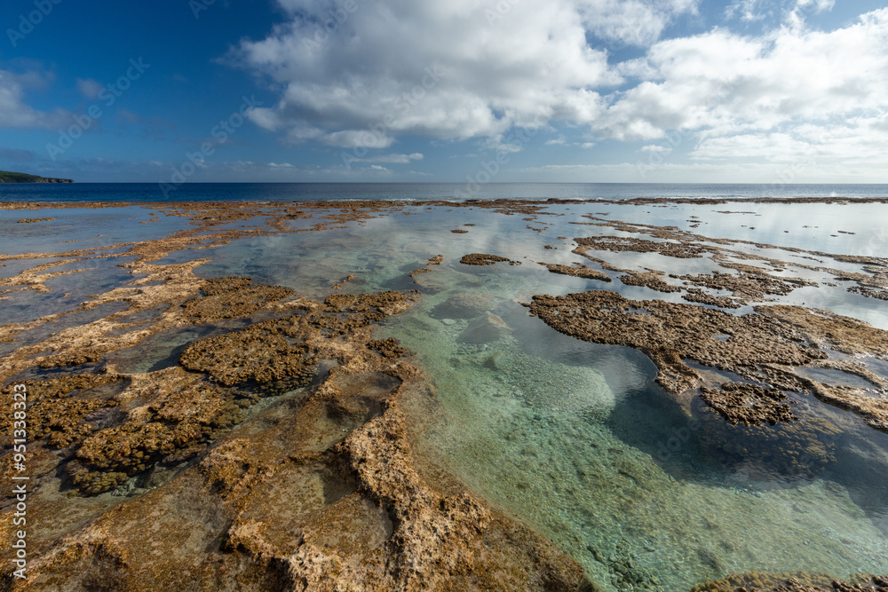 Rock pools on the shoreline of the tropical island of Niue in the South Pacific