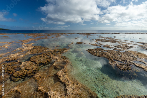 Obraz na płótnie Rock pools on the shoreline of the tropical island of Niue in the South Pacific w salonie