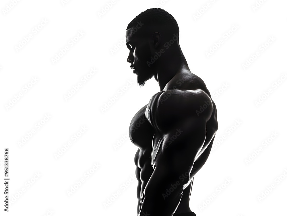 Powerful Silhouette of Athletic Physique in Minimal Lighting Powerful Silhouette of Athletic Physique in Minimal Lighting