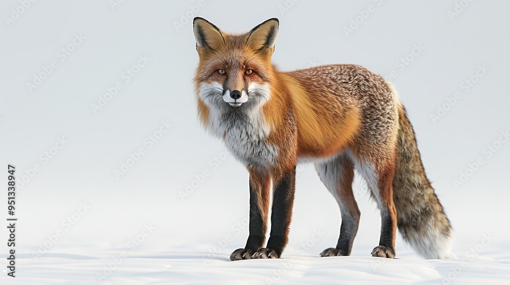 A fox standing on white background A fox standing on white background